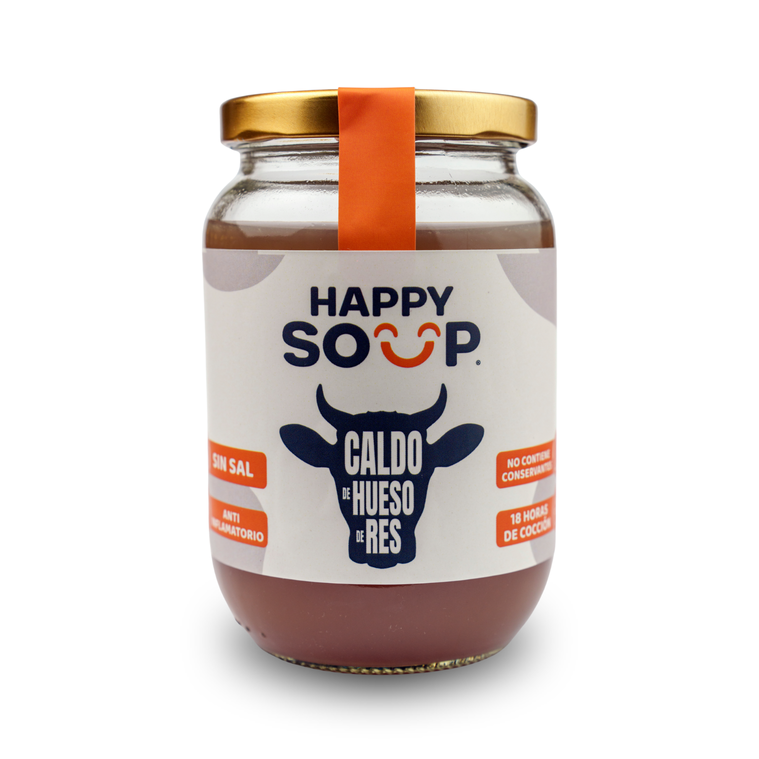 Frasco Happy Soup caldo de hueso de res 450ml